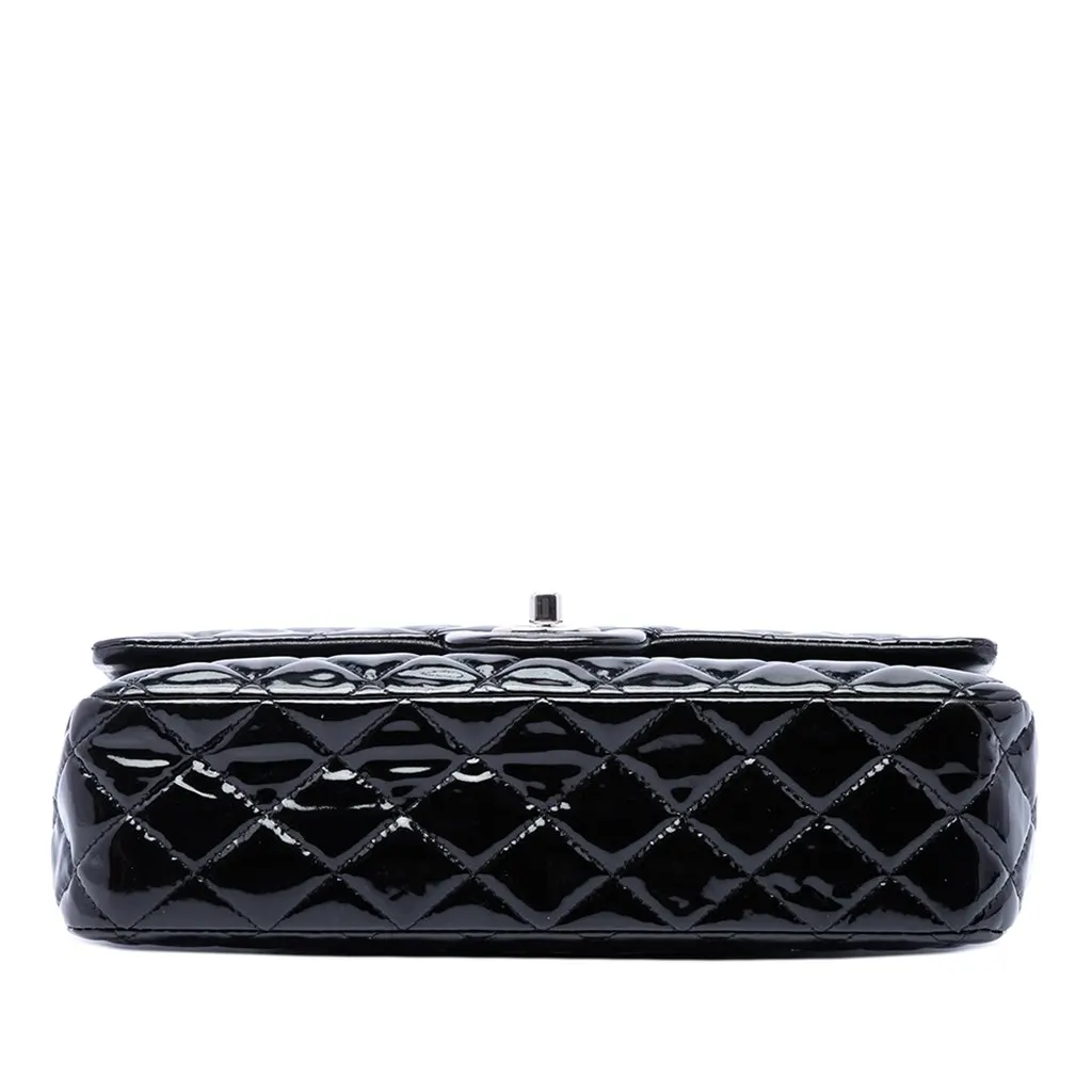 Chanel Medium Classic Patent Double Flap Black Leather Very good - Inside View