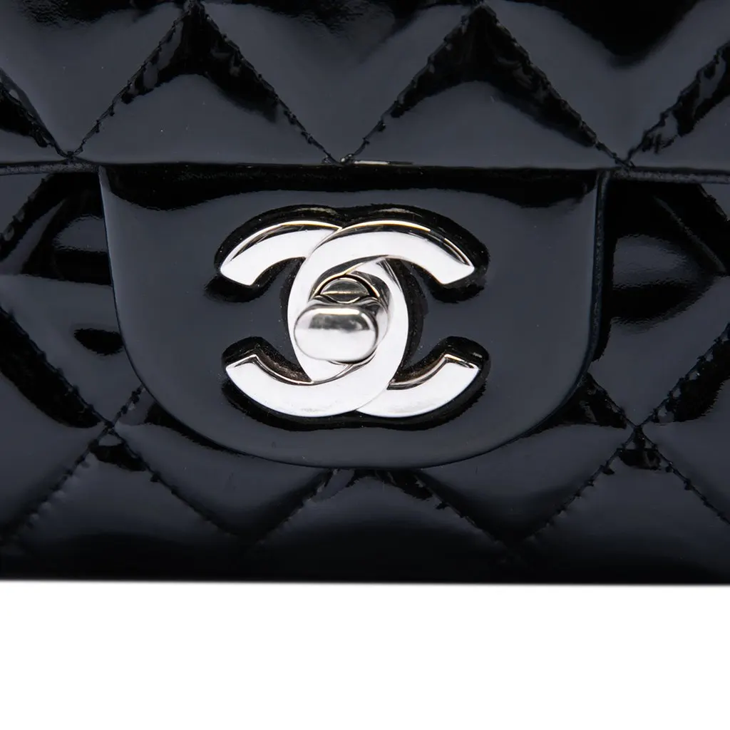 Chanel Medium Classic Patent Double Flap Black Leather Very good - Box View