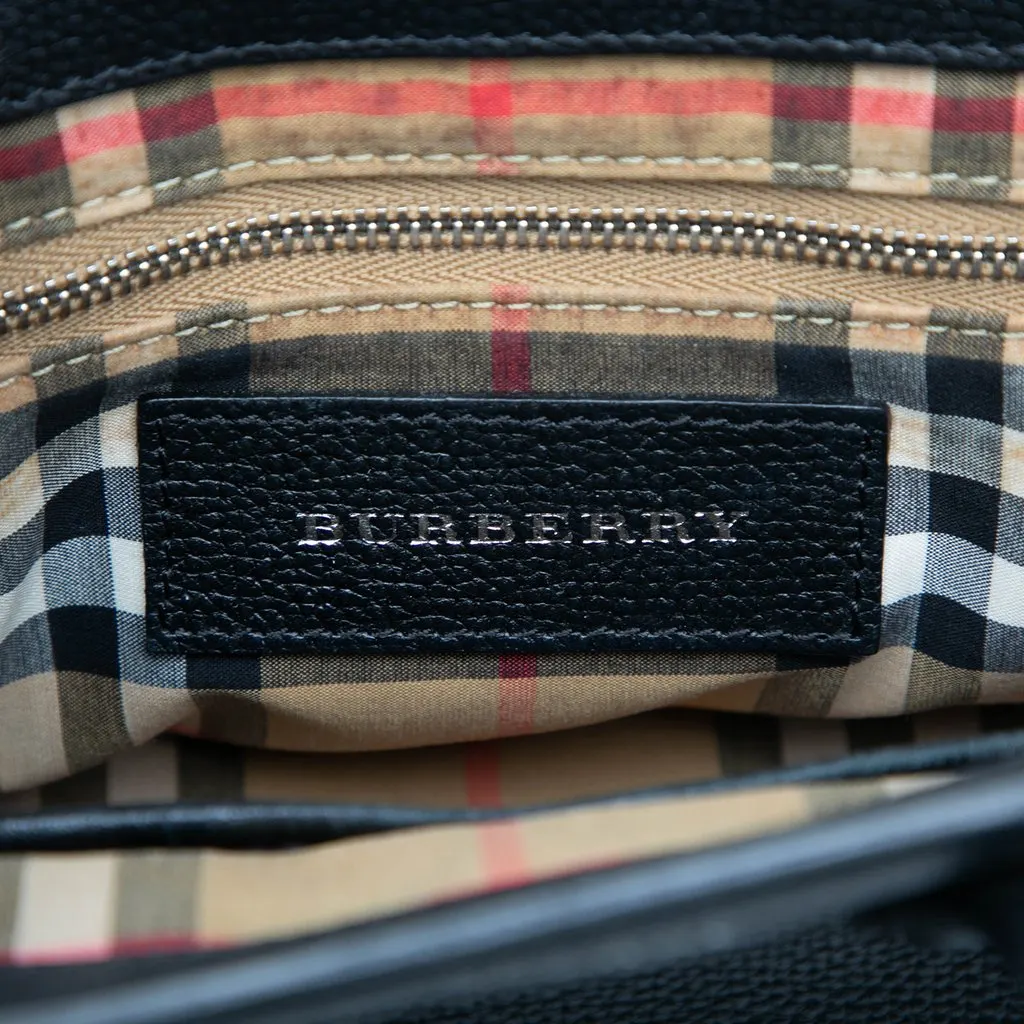 Burberry Baby Grained Calfskin Grommet Banner Satchel Black Leather Good - Box View