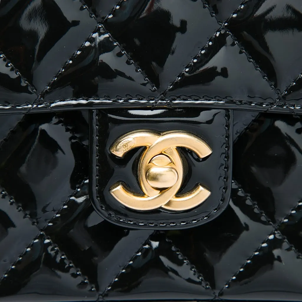 Chanel Mini Square Quilted Patent Single Flap Black Leather Very good - Box View
