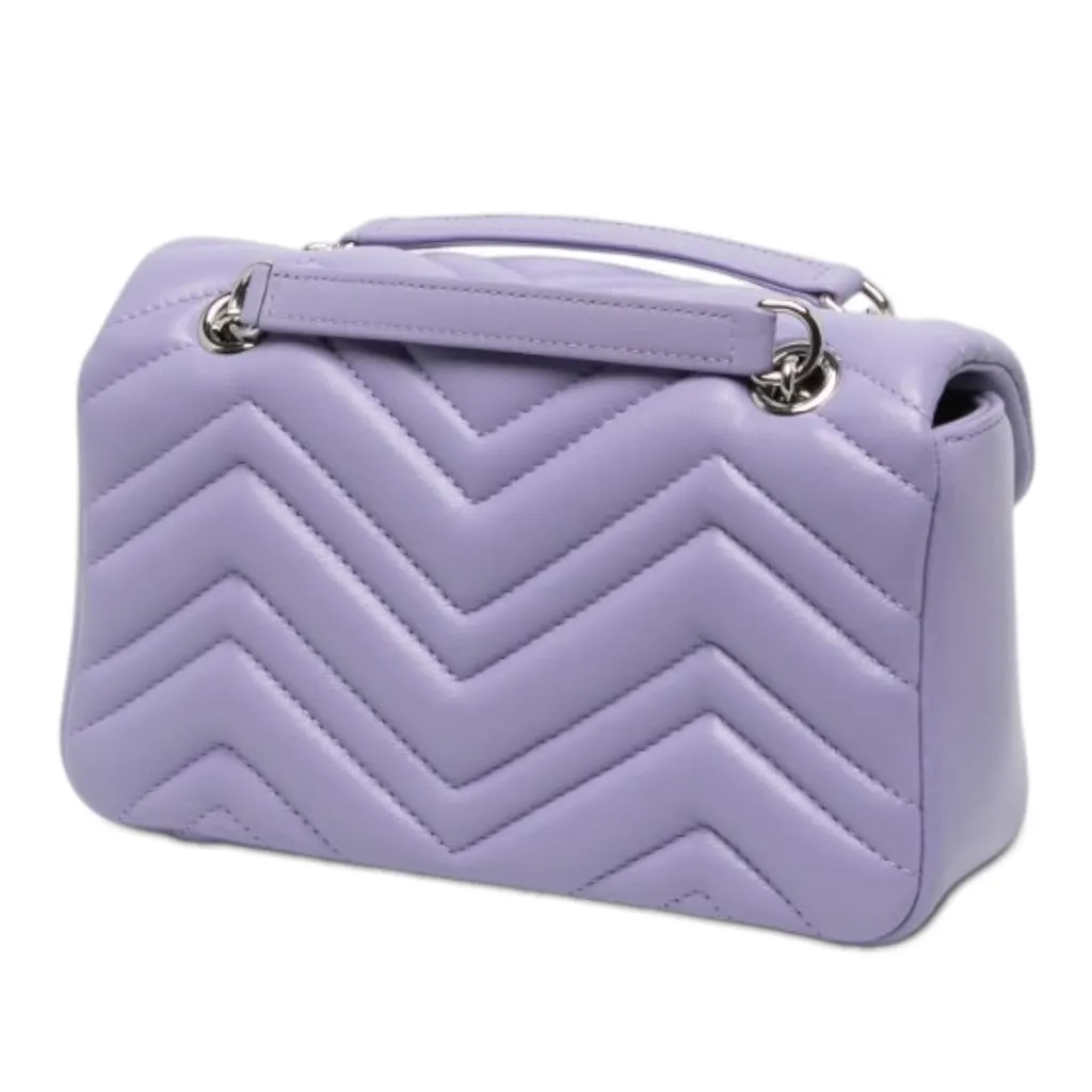 Gucci Small GG Marmont Matelasse Calfskin Shoulder Bag Purple Leather Very good - Back View