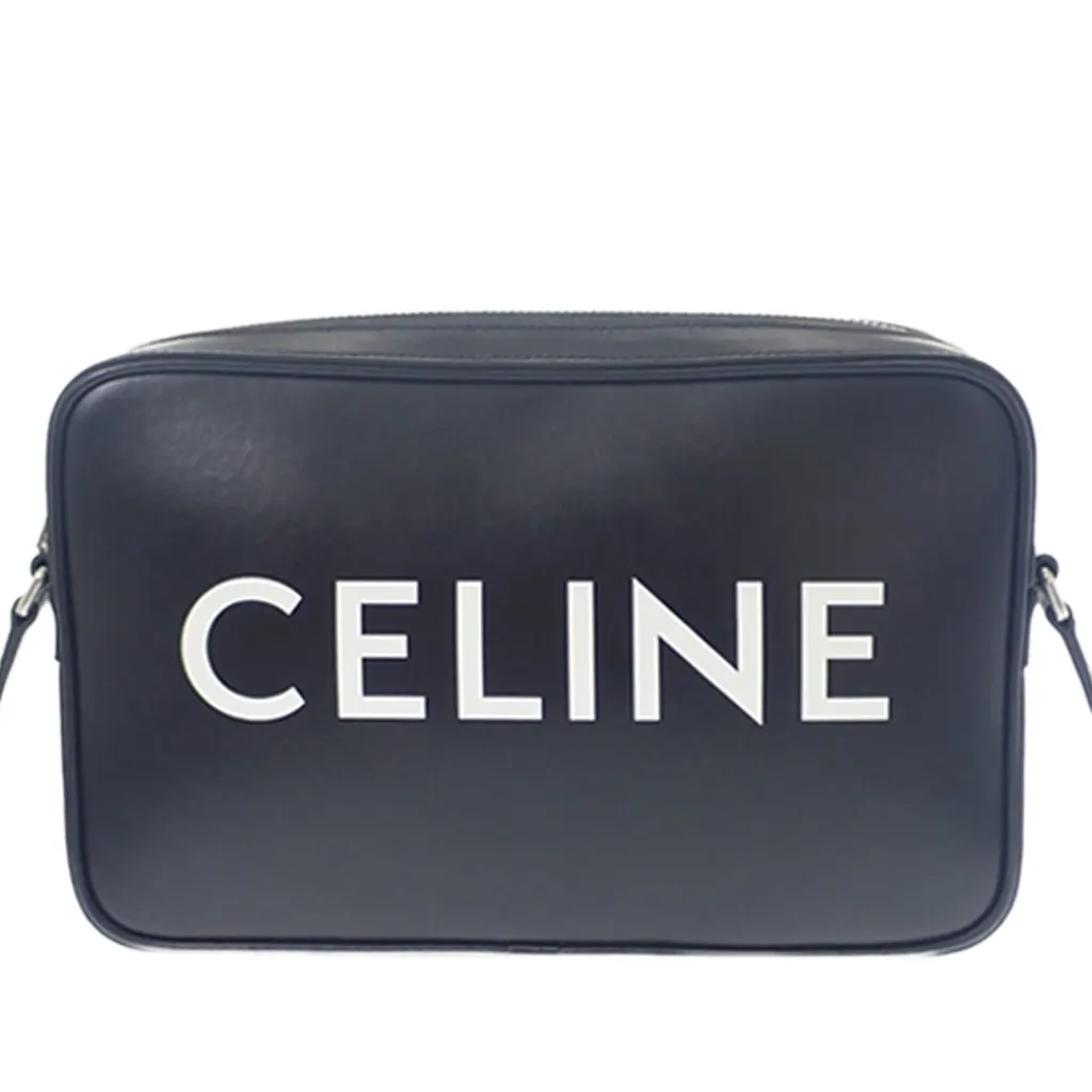 Celine Smooth Calfskin Logo Messenger Bag Black Leather Good - Inside View