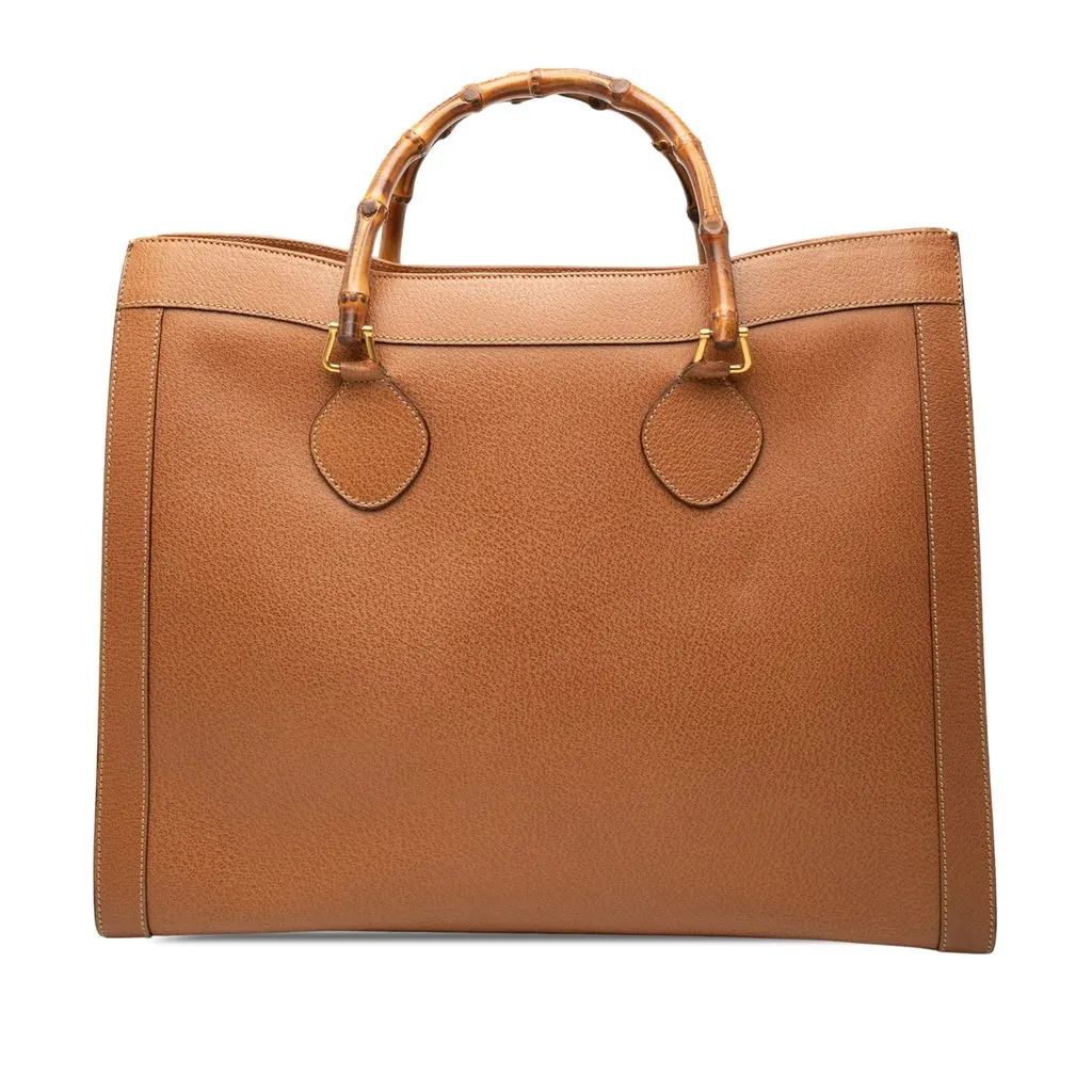 Gucci Calfskin Bamboo Tote Brown Leather Very good - Front View
