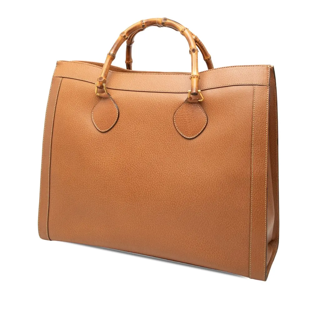Gucci Calfskin Bamboo Tote Brown Leather Very good - Back View