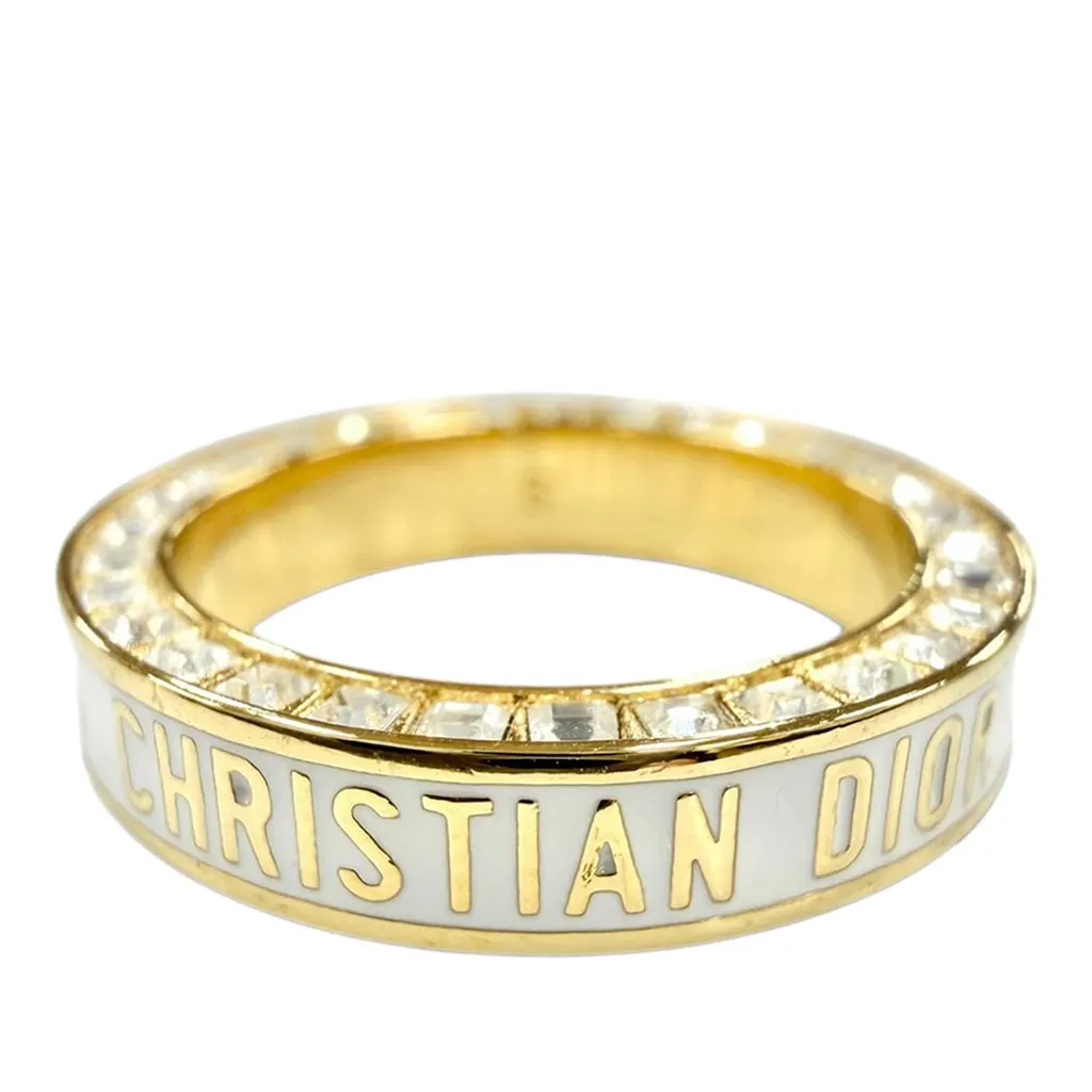 Dior Gold Plated Strass and Lacquer Night Code Band Ring Gold Metal Very good - Front View