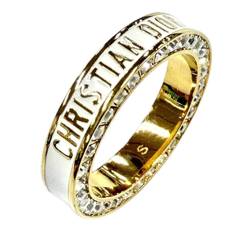 Dior Gold Plated Strass and Lacquer Night Code Band Ring Gold Metal Very good - Inside View