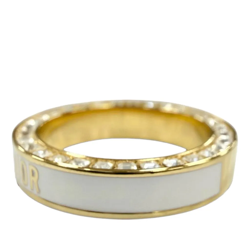 Dior Gold Plated Strass and Lacquer Night Code Band Ring Gold Metal Very good - Model View