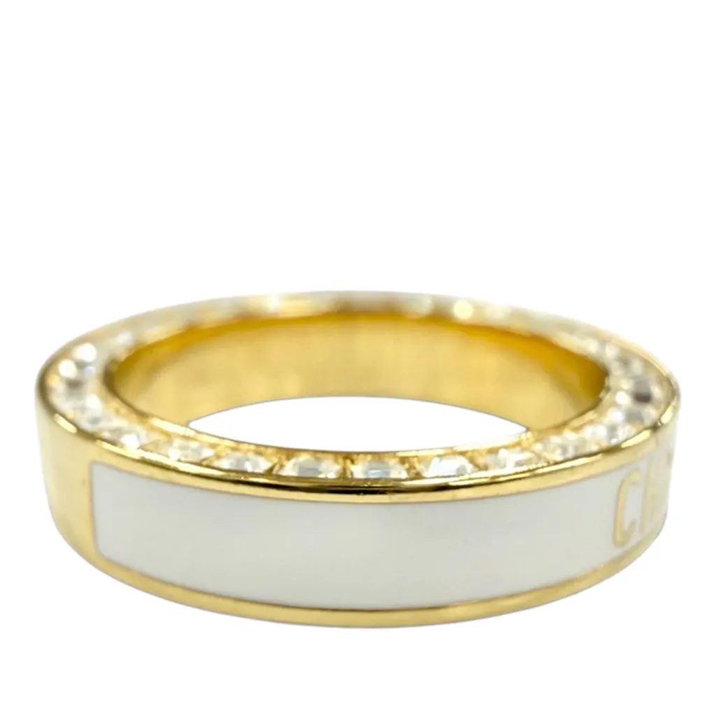 Dior Gold Plated Strass and Lacquer Night Code Band Ring Gold Metal Very good - Box View
