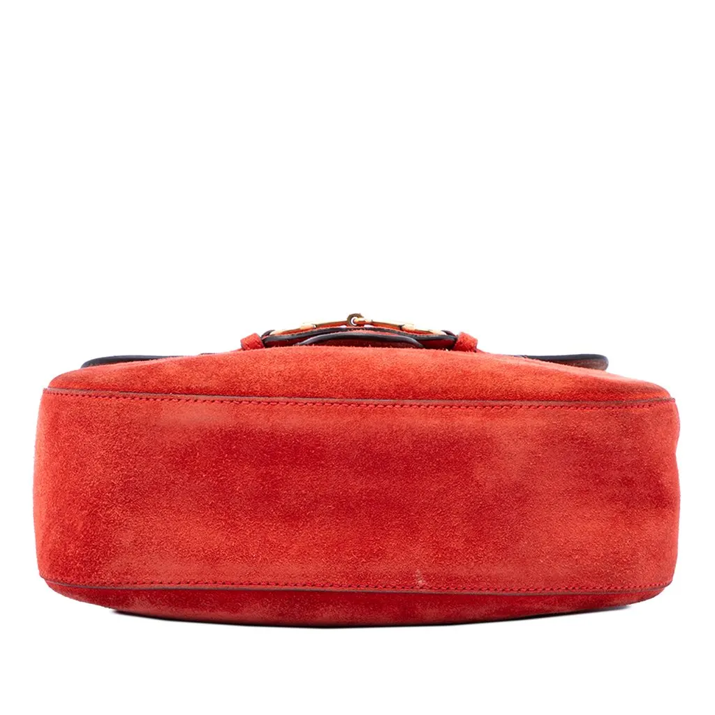 Gucci Medium Suede Lady Web Crossbody Red Leather Very good - Inside View