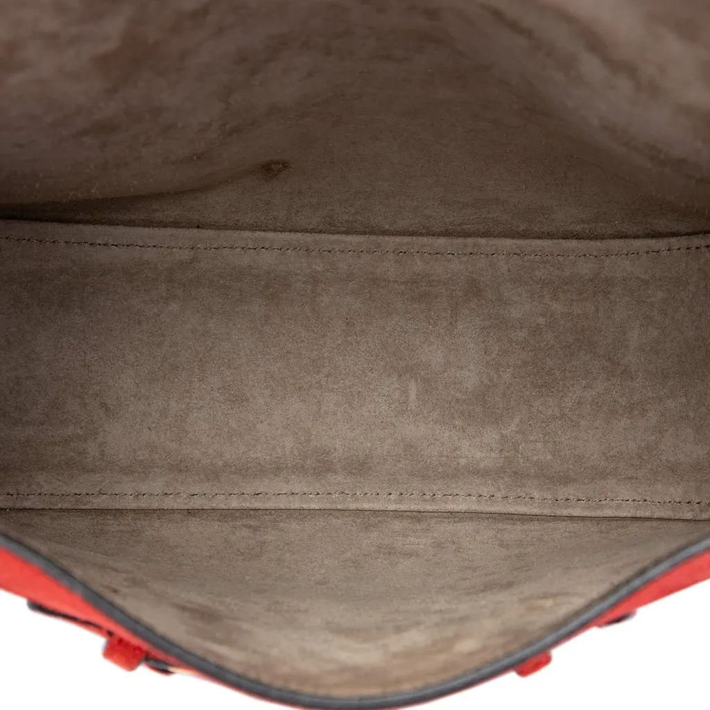 Gucci Medium Suede Lady Web Crossbody Red Leather Very good - Model View