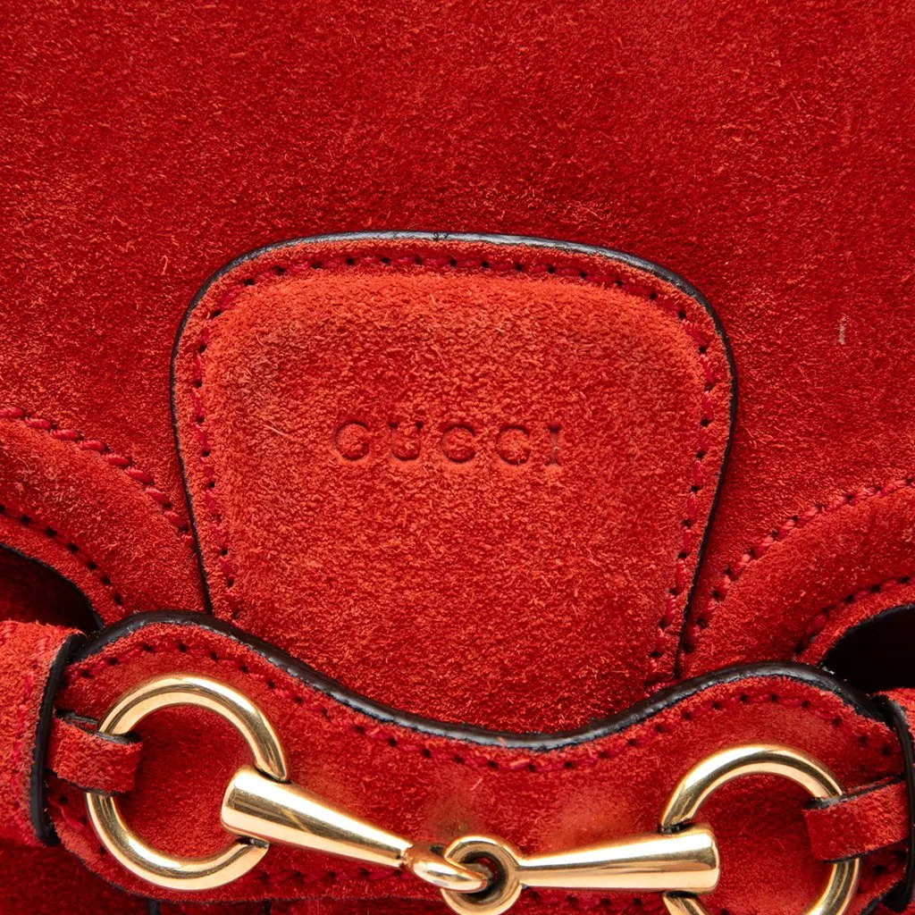 Gucci Medium Suede Lady Web Crossbody Red Leather Very good - Box View