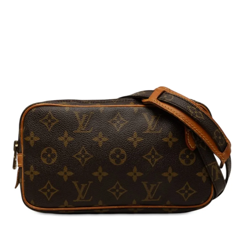 Louis Vuitton Monogram Pochette Marly Bandouliere Brown Canvas Good - Front View