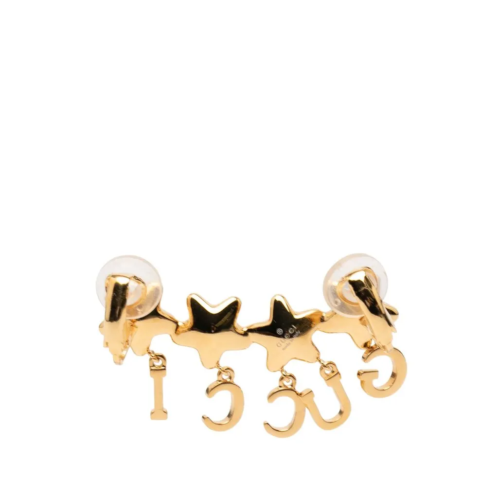 Gucci Gold Plated Crystal Star Script Ear Cuff Gold Metal Very good - Back View