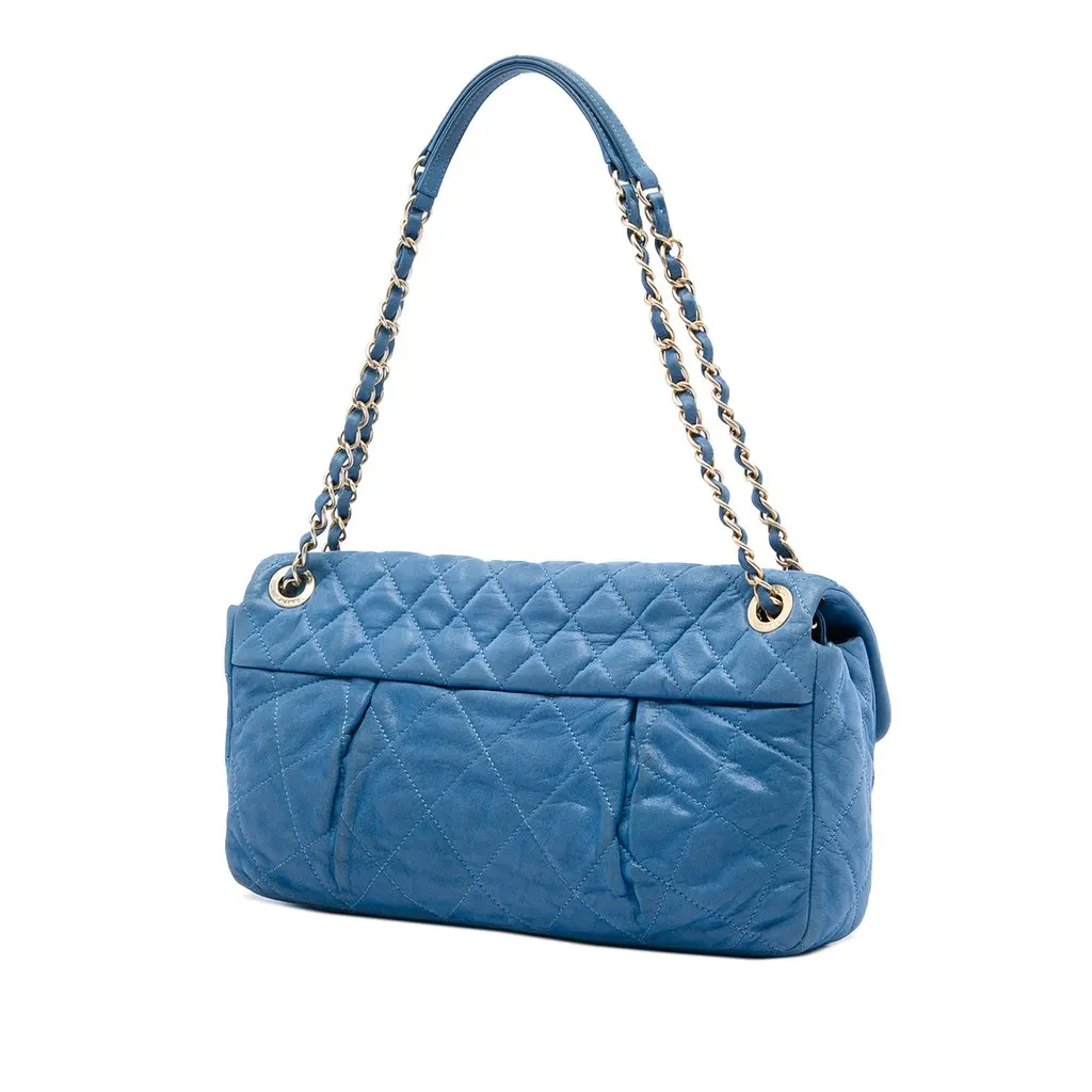 Chanel Quilted Iridescent Calfskin Chic Quilt Flap Blue Leather Very good - Back View