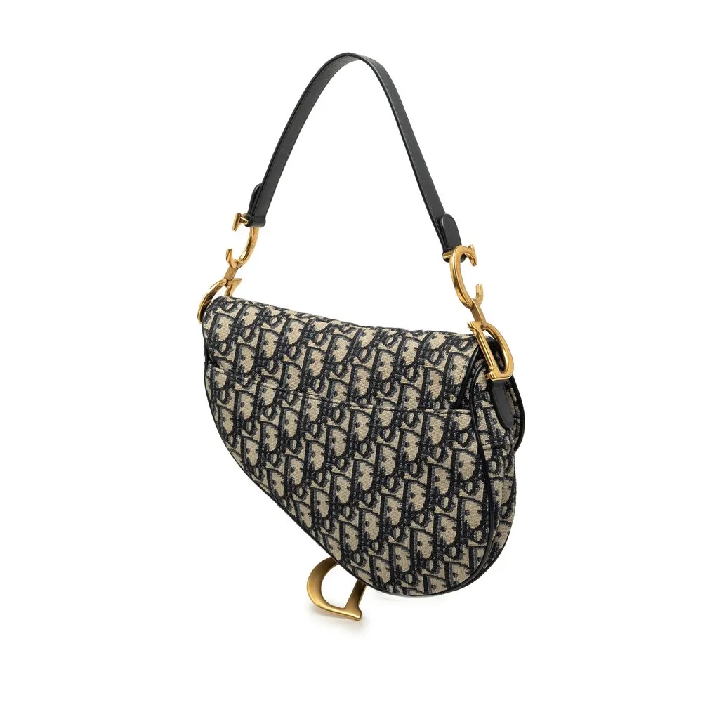 Dior Oblique Canvas Saddle Bag Blue Very good - Back View