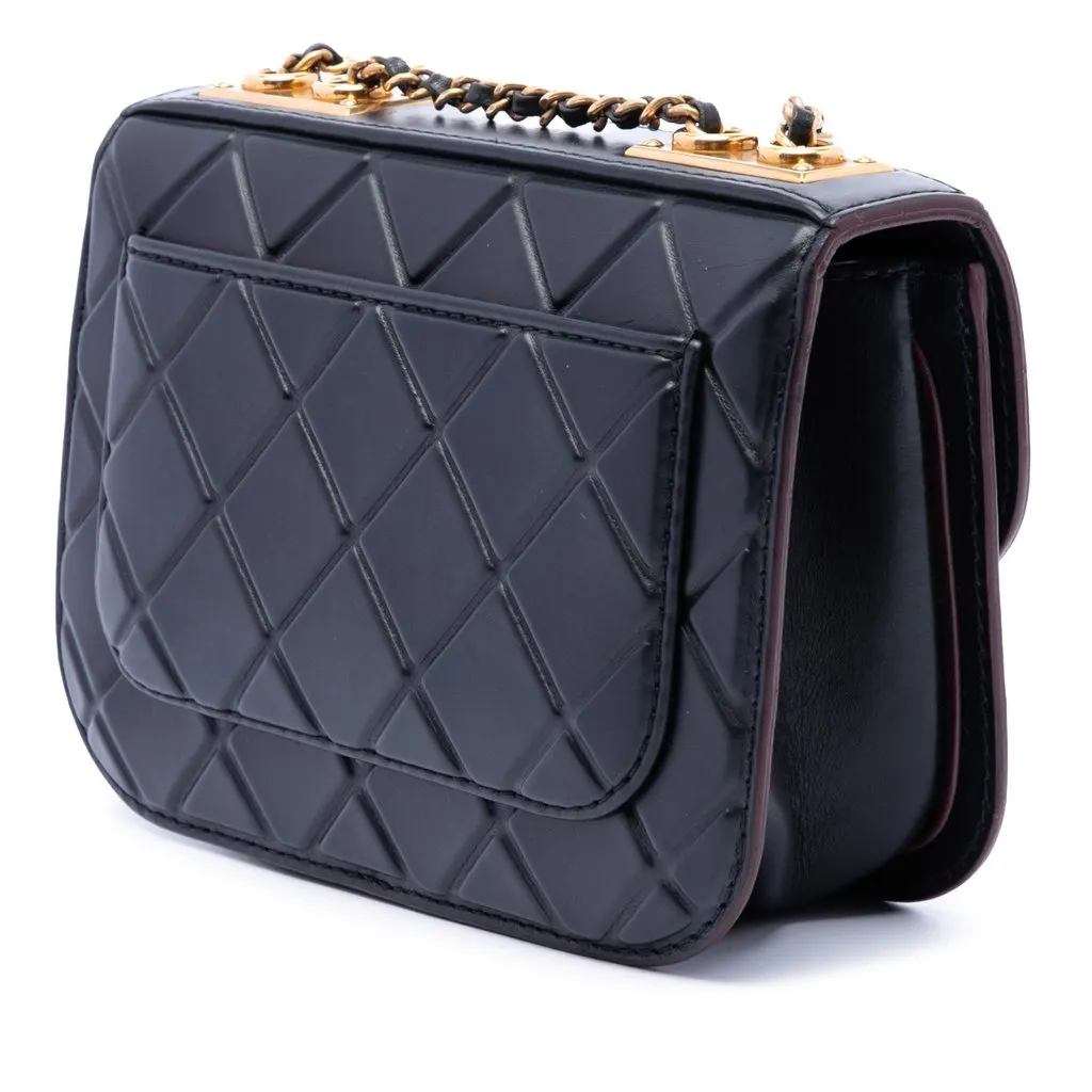 Chanel CC Embossed Quilt Calfskin Single Flap Black Leather Very good - Back View