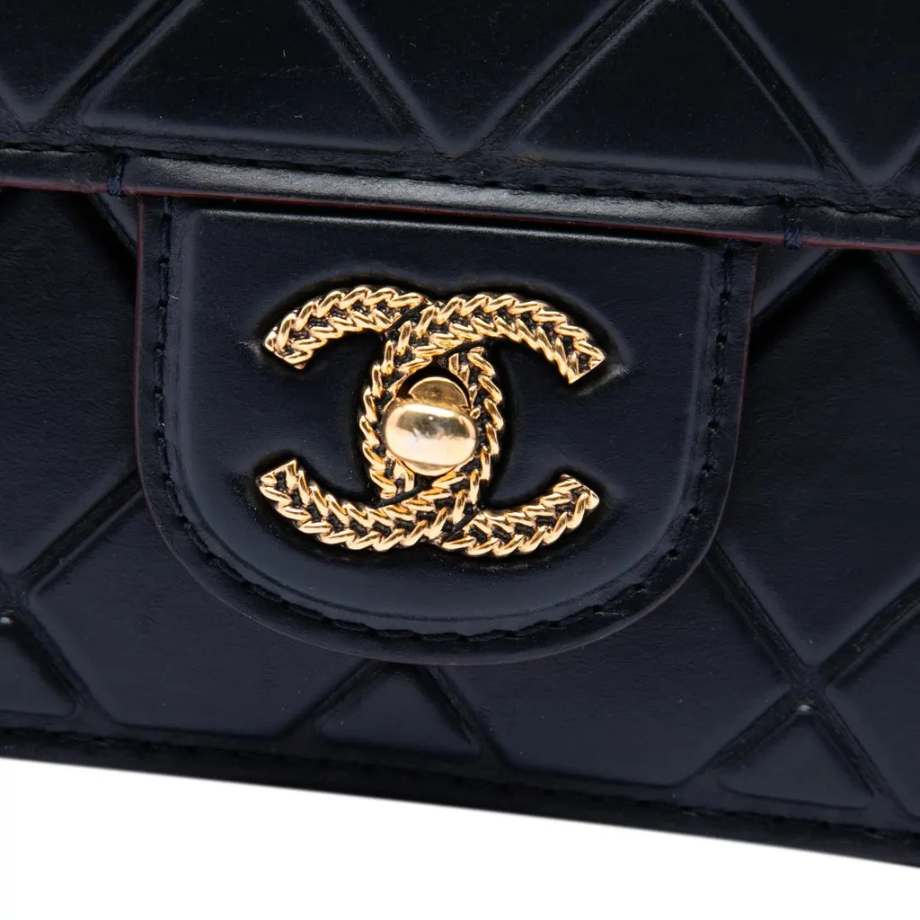Chanel CC Embossed Quilt Calfskin Single Flap Black Leather Very good - Box View