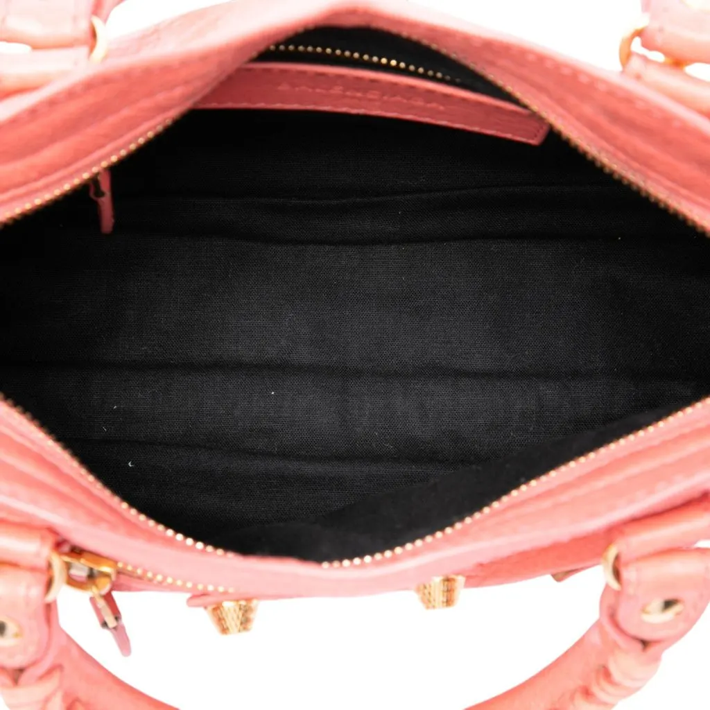 Balenciaga Mini Lambskin Motocross Giant 21 City Satchel Pink Leather Good - Model View