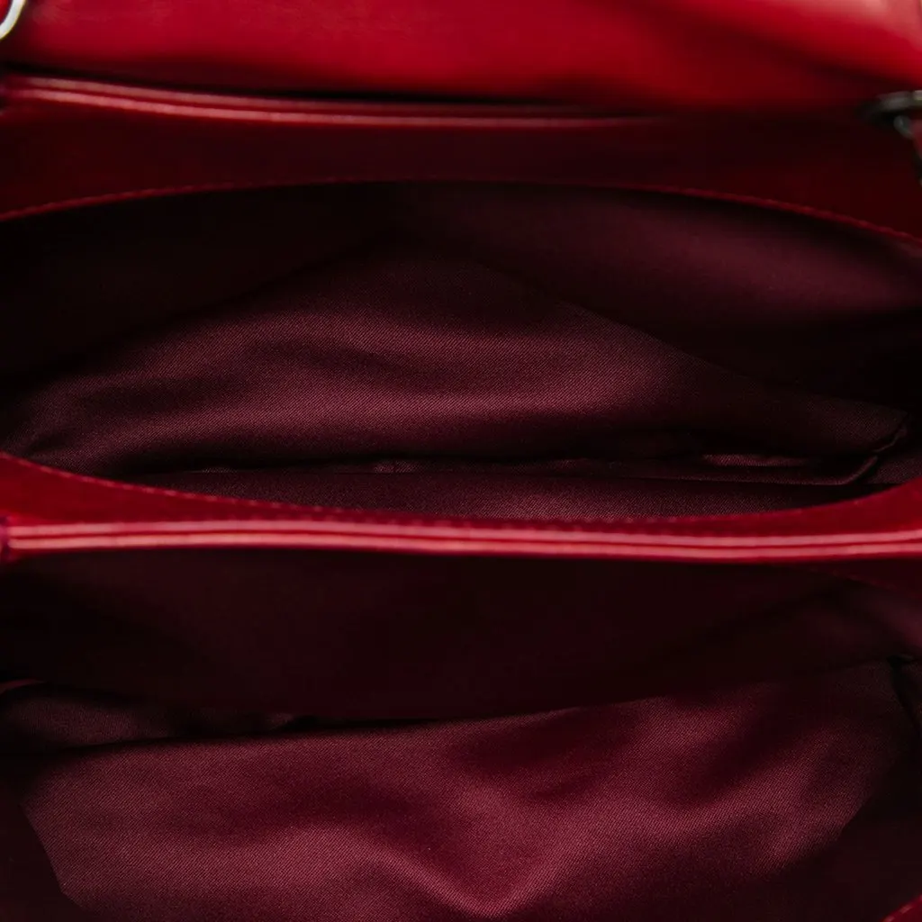 Chanel Medium Quilted Lambskin 3 Accordion Flap Red Leather Good - Model View