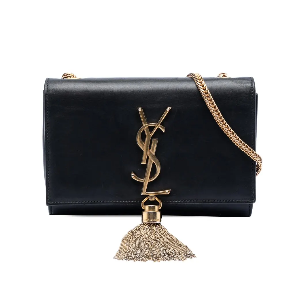 Saint Laurent Small Smooth Calfskin Monogram Kate Tassel Crossbody Black Leather Very good - Front View