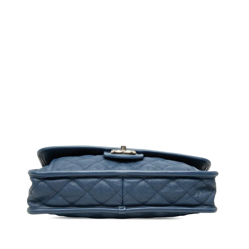 Chanel Medium Caviar French Riviera Flap Blue Leather Very good - Inside View