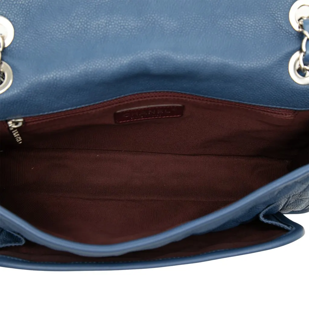 Chanel Medium Caviar French Riviera Flap Blue Leather Very good - Model View