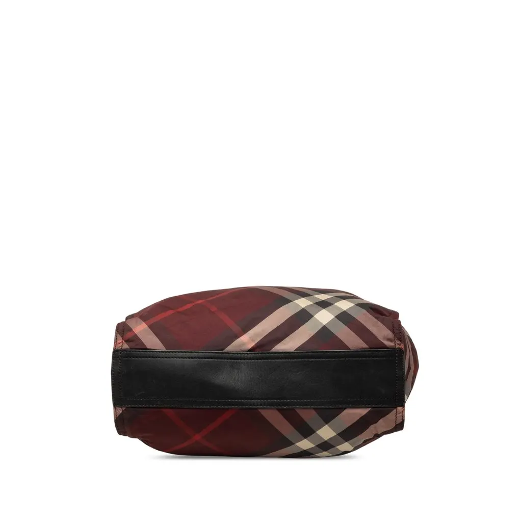 Burberry Supernova Check Nylon Buckleigh Tote Red Polyamide Good - Inside View