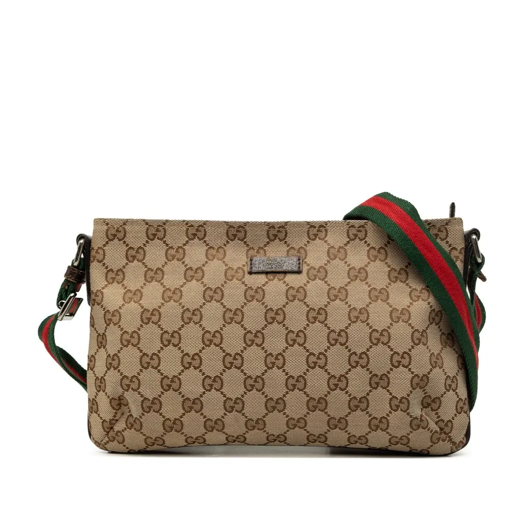 Gucci GG Canvas Web Crossbody Beige Very good - Front View