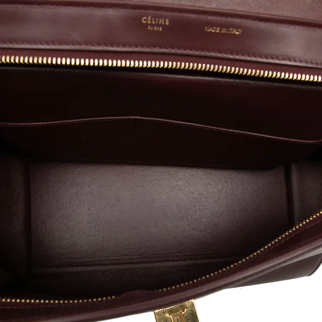Celine Small Tricolor Leather Trapeze Satchel Red Leather Very good - Model View