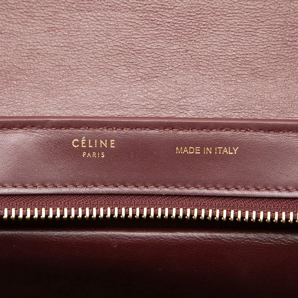 Celine Small Tricolor Leather Trapeze Satchel Red Leather Very good - Box View