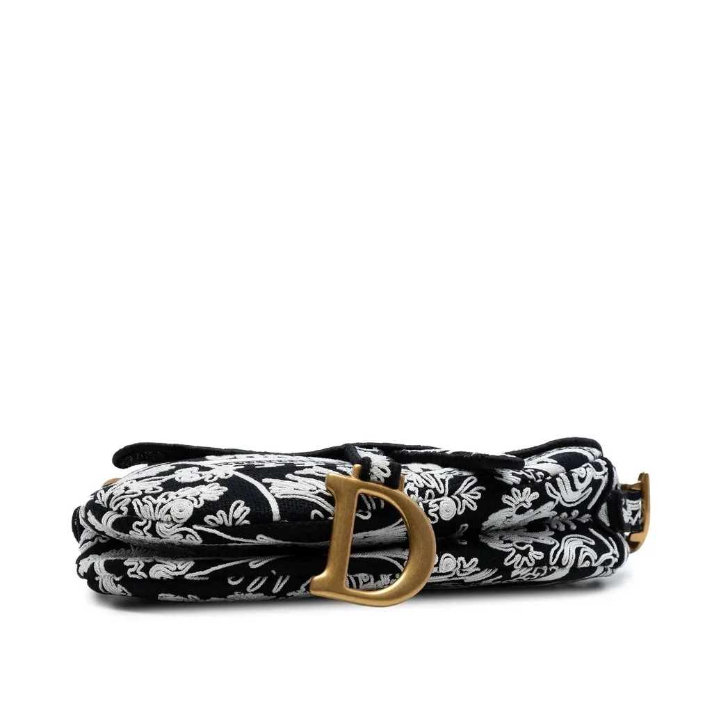 Dior Canvas Embroidered Ornamental Cornely Saddle Bag Black Very good - Inside View