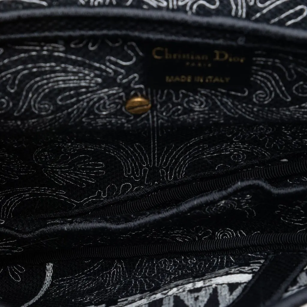 Dior Canvas Embroidered Ornamental Cornely Saddle Bag Black Very good - Model View
