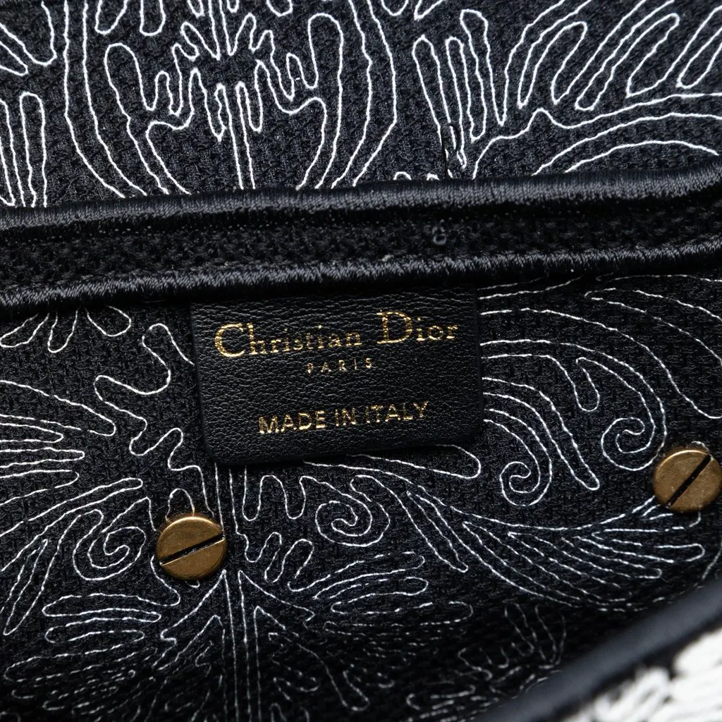 Dior Canvas Embroidered Ornamental Cornely Saddle Bag Black Very good - Box View