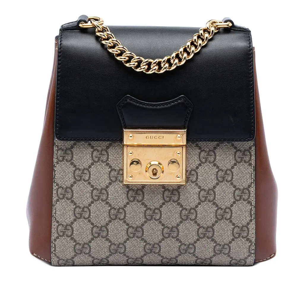Gucci GG Supreme Padlock Backpack Beige Very good - Front View