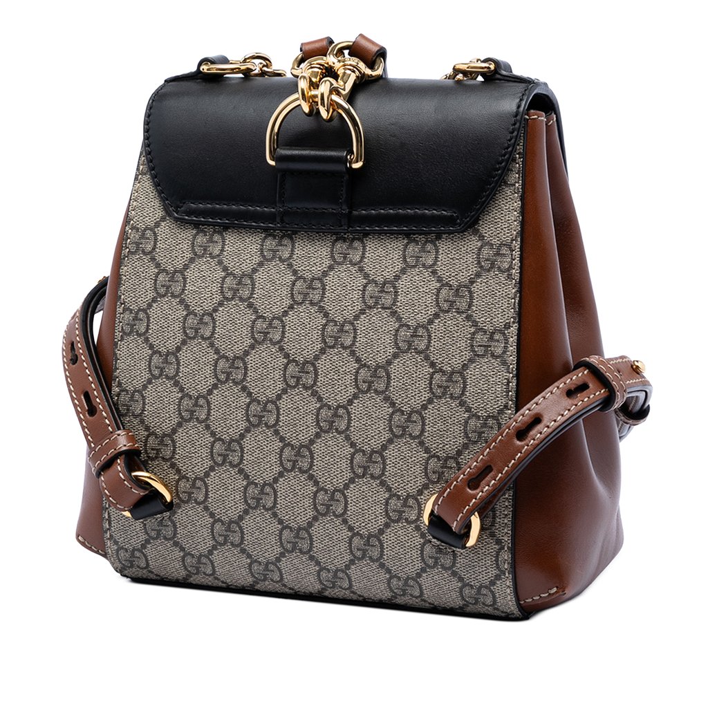gucci padlock mini backpack in GG Supreme Canvas & Gold Hardware Embossed backpack crafted from supreme canvas Top handle Removable Gucci Padlock Backpack GG Coated