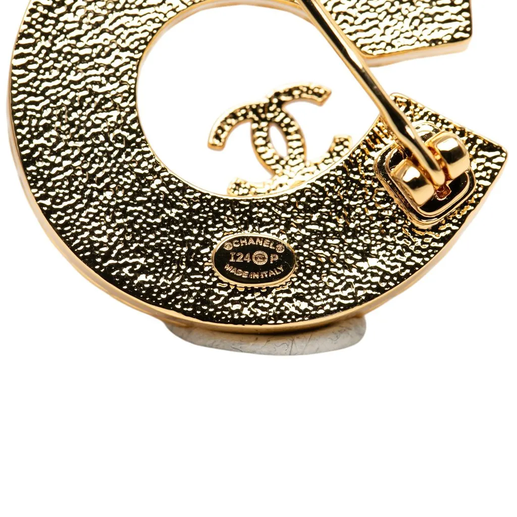 Chanel CC Gold Plated Enamel No. 5 Brooch Gold Metal Very good - Inside View
