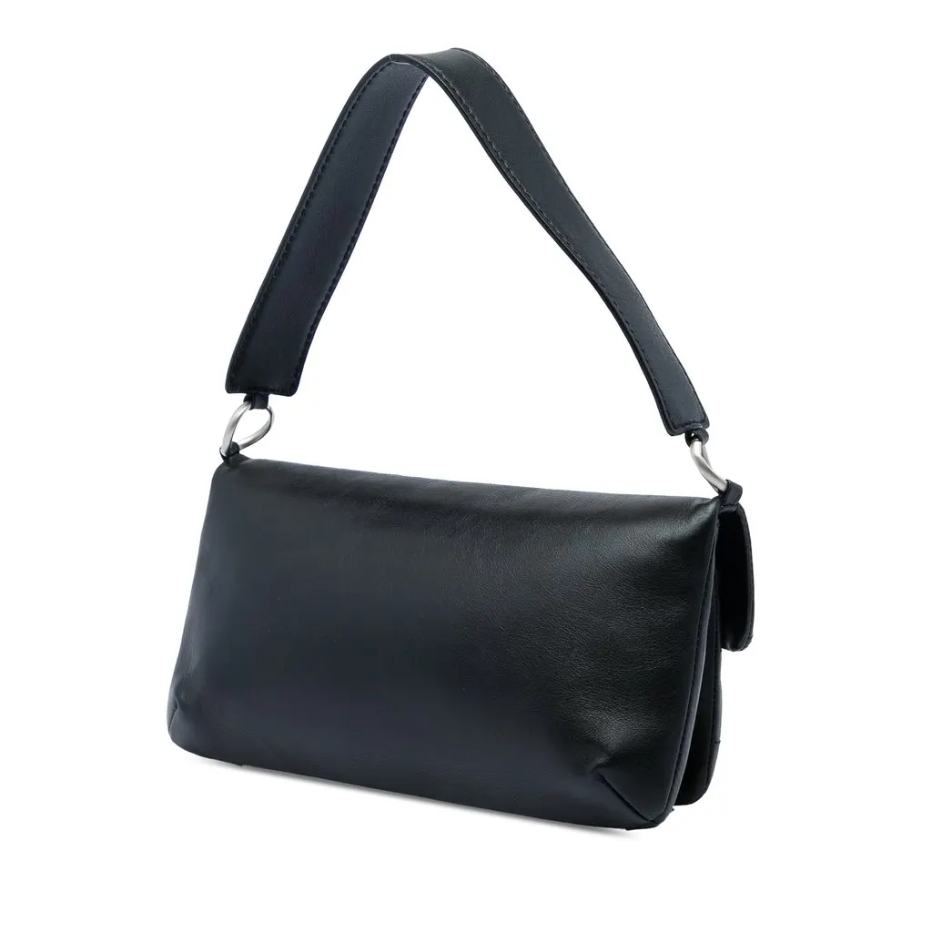Chanel Calfskin Square Stitched Mademoiselle Shoulder Bag Black Leather Very good - Back View