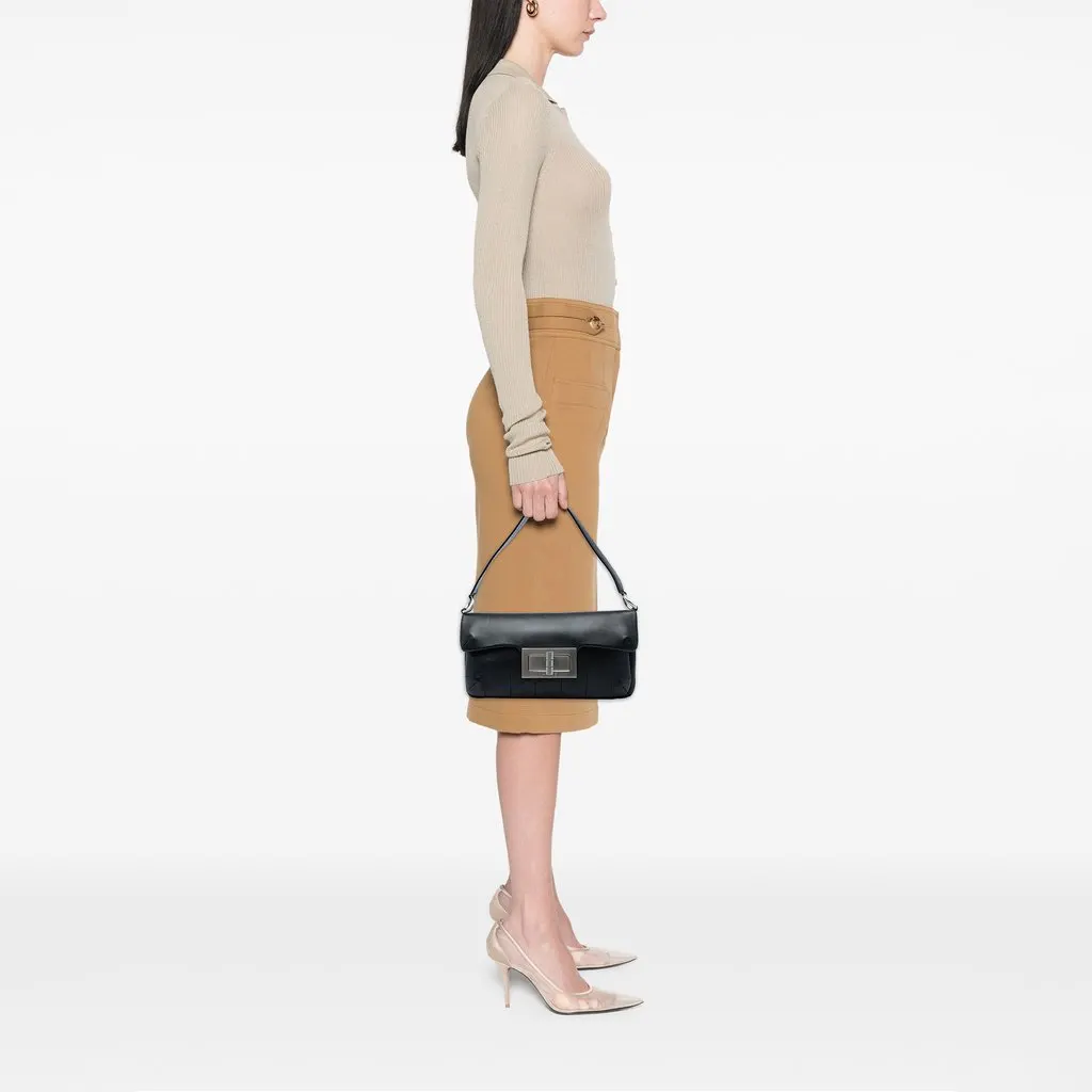 Chanel Calfskin Square Stitched Mademoiselle Shoulder Bag Black Leather Very good - Box View