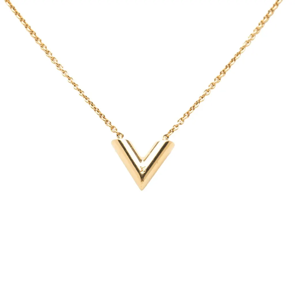 Louis Vuitton Gold Plated Essential V Supple Necklace Gold Metal Very good - Back View