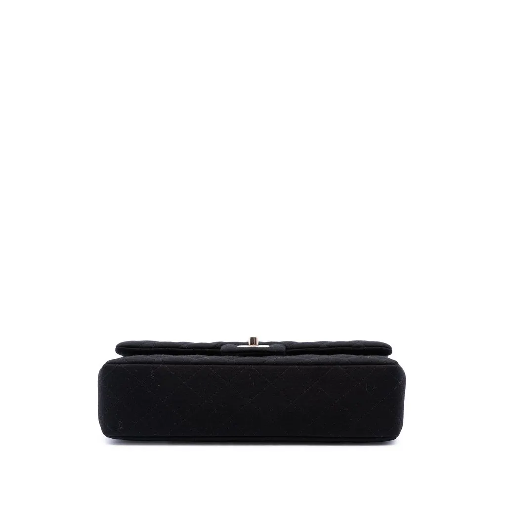 Chanel Medium Classic Jersey Double Flap Black Very good - Inside View