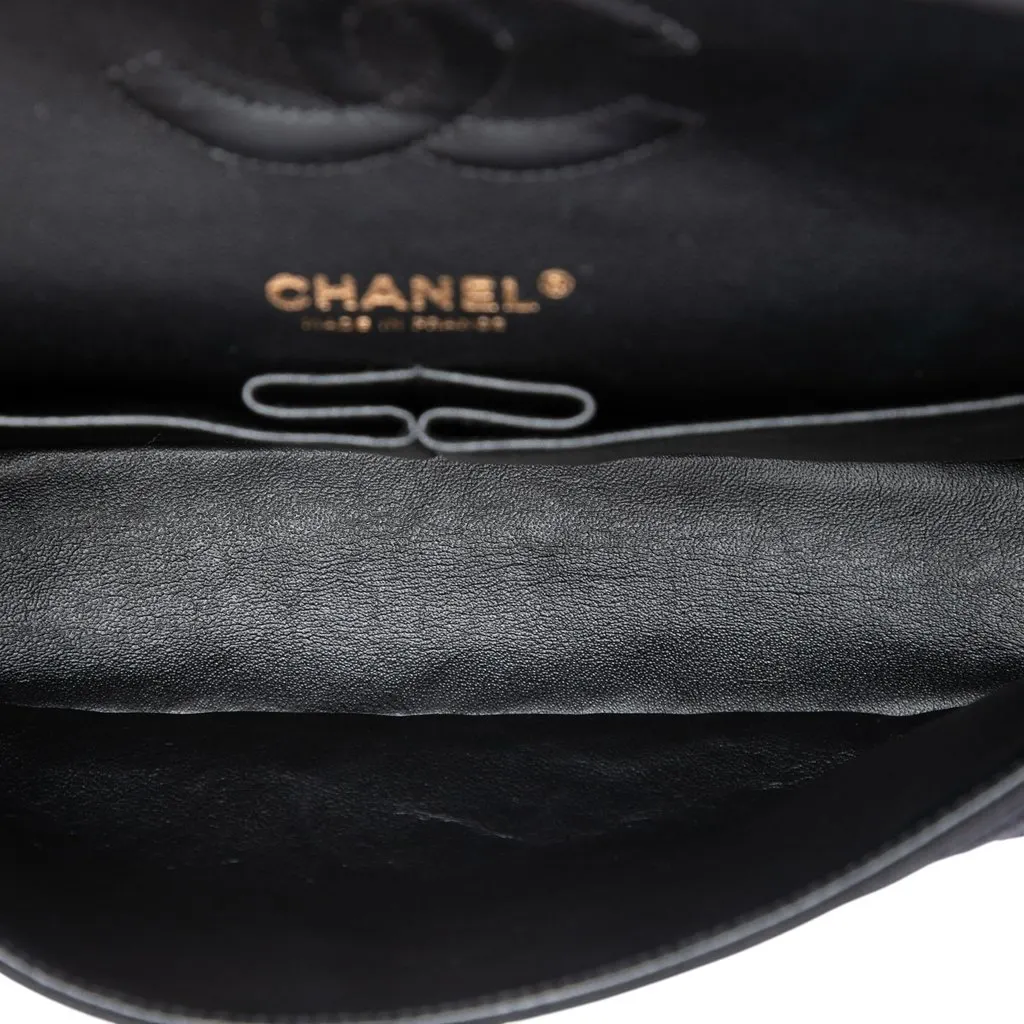 Chanel Medium Classic Jersey Double Flap Black Very good - Model View
