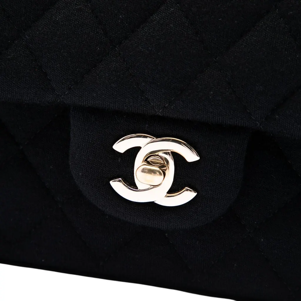 Chanel Medium Classic Jersey Double Flap Black Very good - Box View