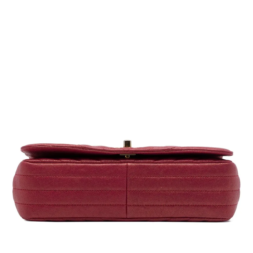 Chanel Medium Chevron Iridescent Caviar Statement Flap Red Leather Very good - Inside View