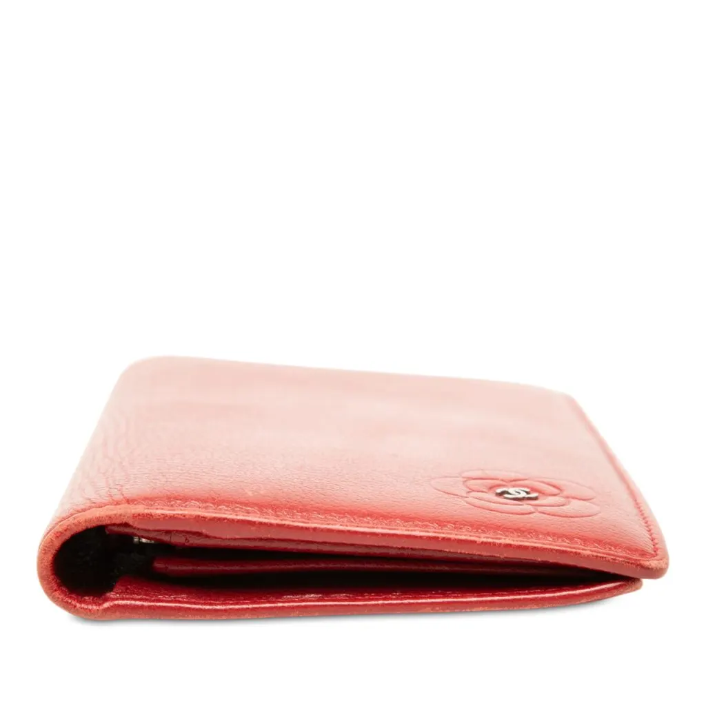 Chanel CC Camellia Embossed Leather Long Wallet Red Leather Very good - Inside View