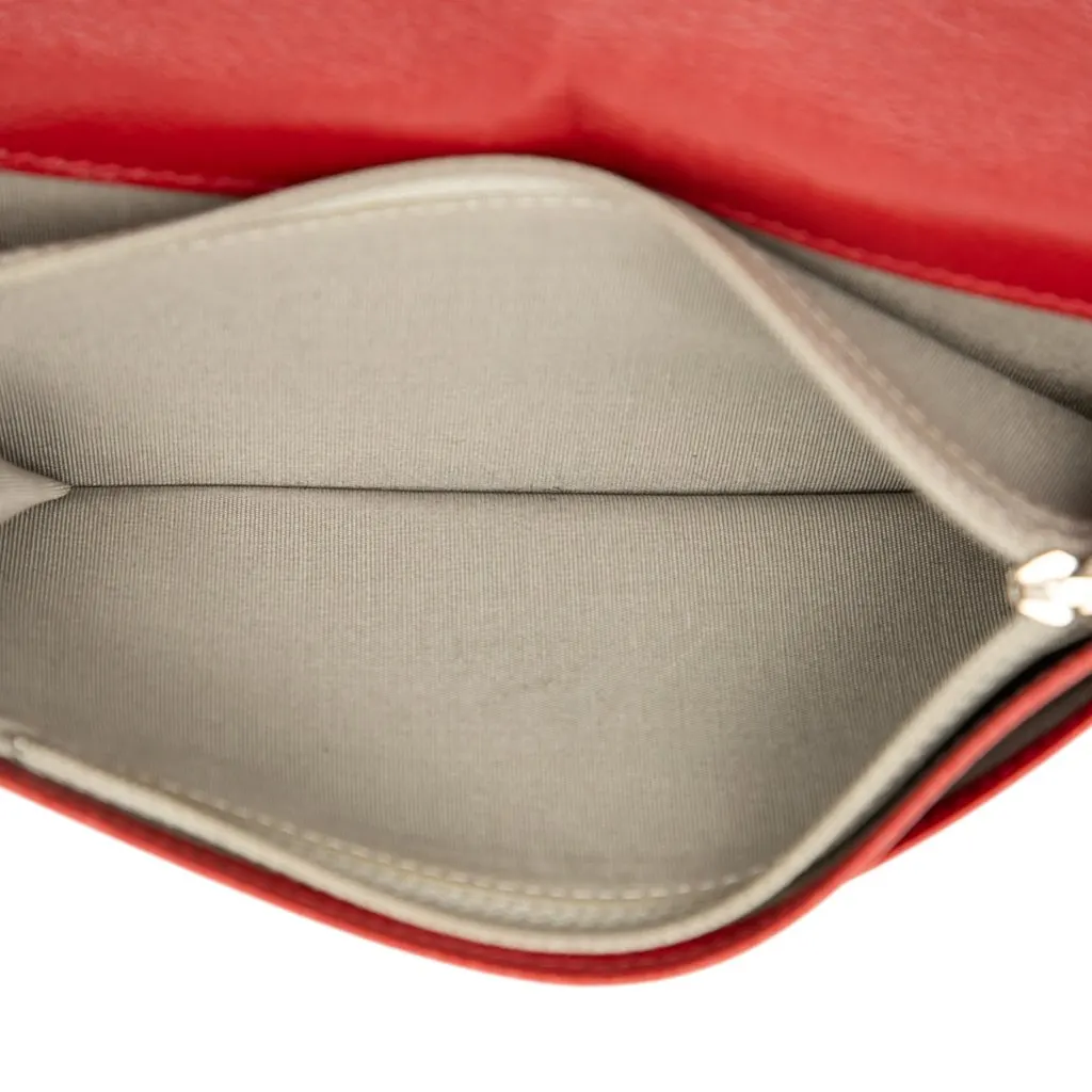 Chanel CC Camellia Embossed Leather Long Wallet Red Leather Very good - Box View