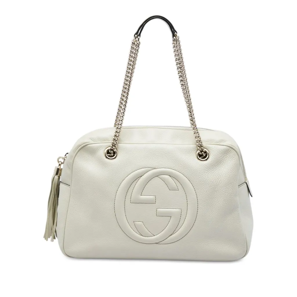 Gucci Calfskin Soho Chain Shoulder Bag White Leather Very good - Front View