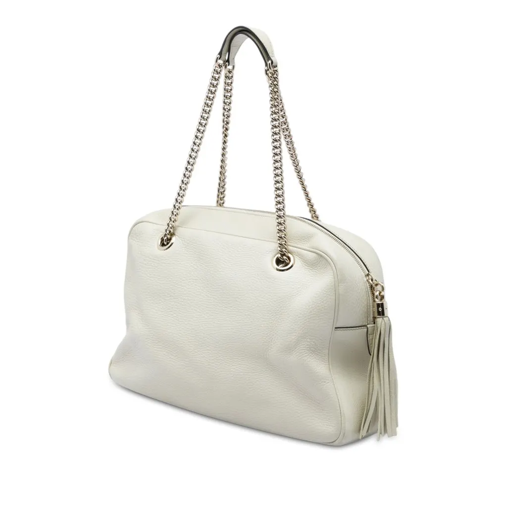 Gucci Calfskin Soho Chain Shoulder Bag White Leather Very good - Back View