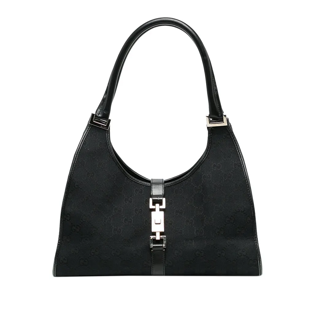 Gucci GG Canvas Jackie Bardot Shoulder Bag Black Canvas Very good - Front View