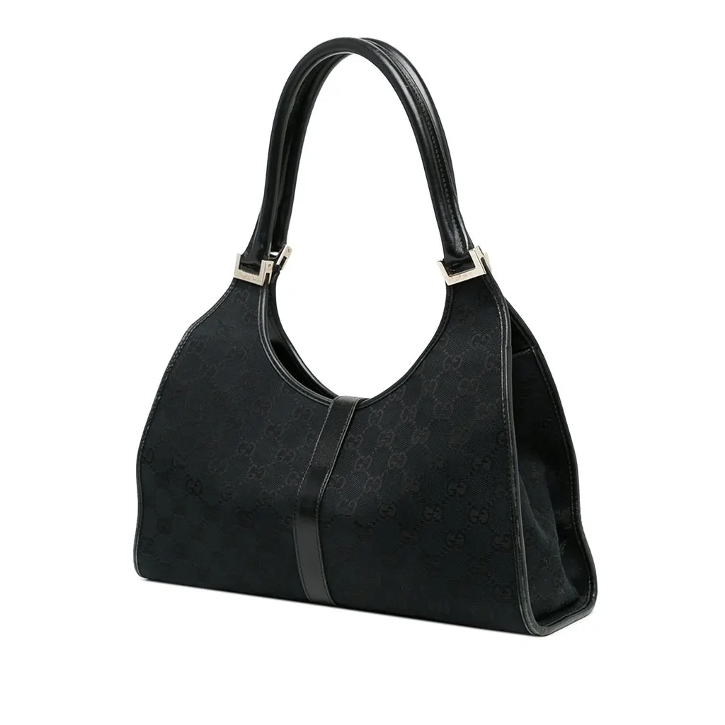 Gucci GG Canvas Jackie Bardot Shoulder Bag Black Canvas Very good - Back View