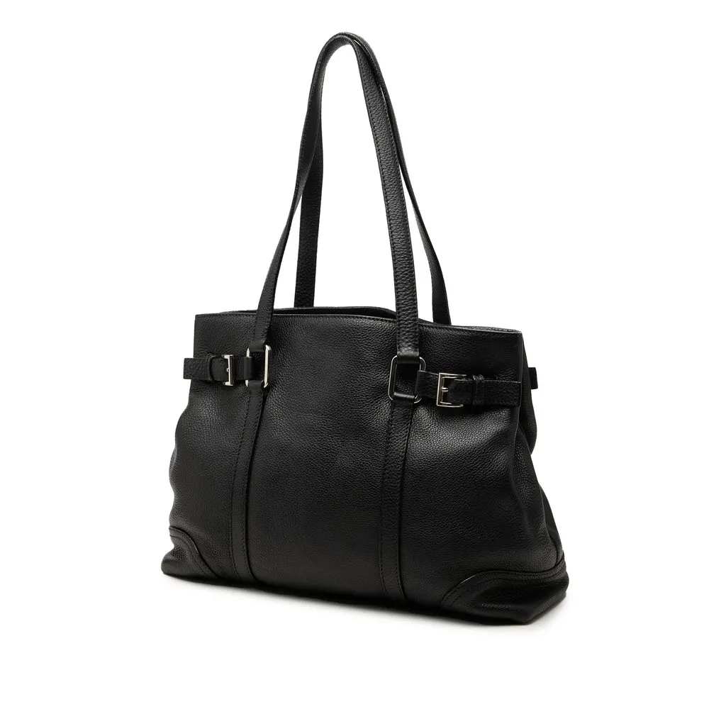 Prada Vitello Daino Buckle Tote Black Leather Very good - Back View